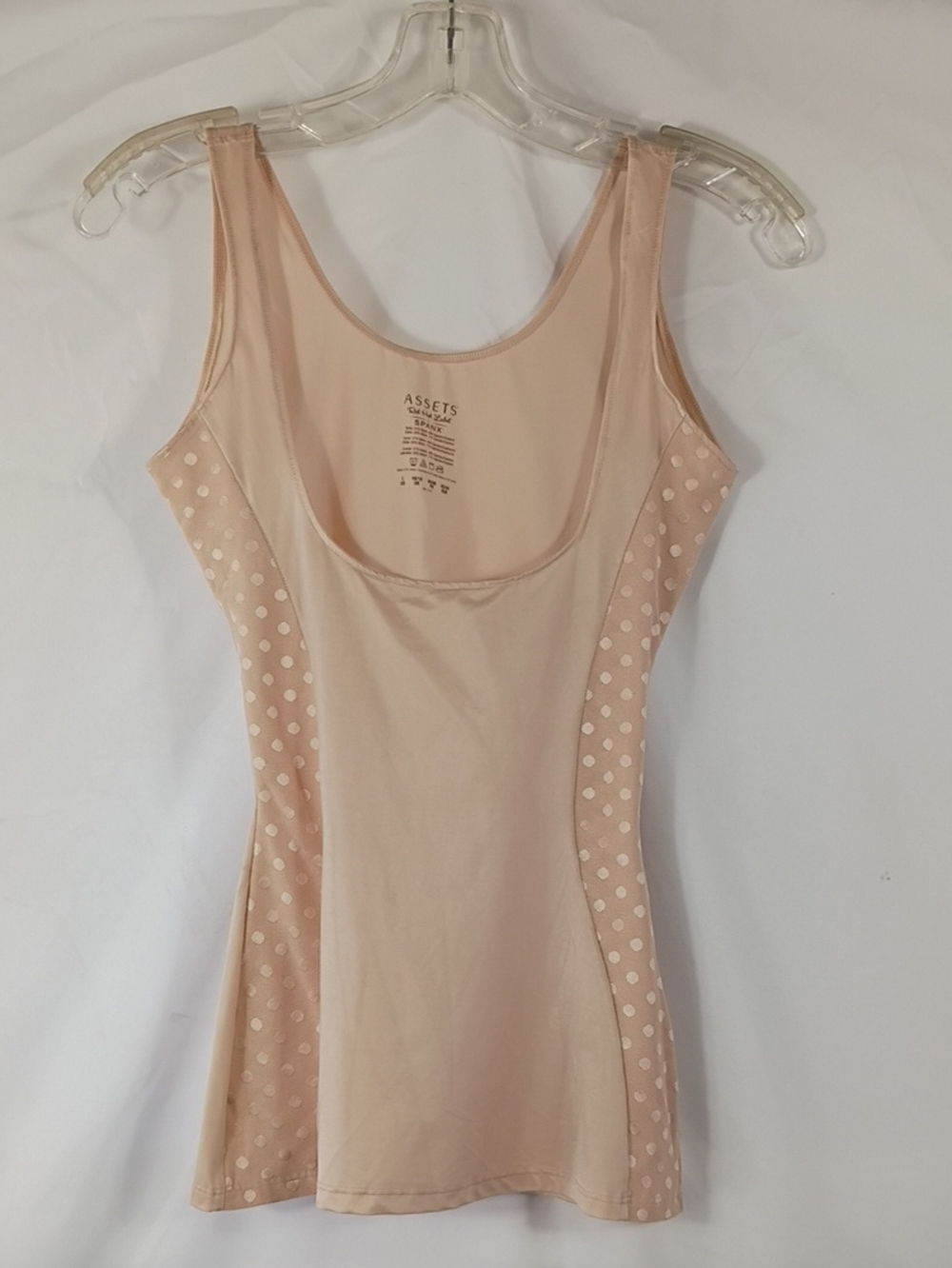 EUC Assets Red Hot Label By SPANX Beige Shaping Tank Polka Dot Side Panels Sz Lg